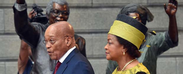 President Jacob Zuma and National Assembly Speaker Baleka Mbete outside Parliament ahead of State of the Nation Address in 2015. Picture: GCIS