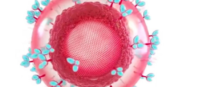A screengrab of the HIV virus as rendered by GlaxoSmithKline.