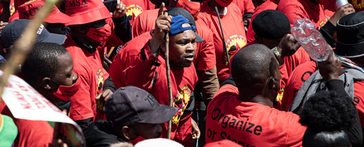Thousands of Numsa members marched from Mary Fitzgerald Square in Newtown to the offices of the Metals and Engineering Industries Bargaining Council in Marshalltown on 5 October 2021. Picture: Xanderleigh Dookey Makhaza/Eyewitness News