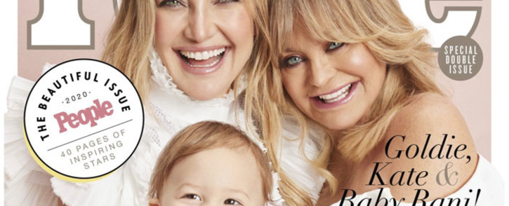 US actress Kate Hudson (left), her mother Goldie Hawn (right) and baby daughter Rani Rose Fujikawa (front) on the cover of 'People' magazine's Beautiful issue. Picture: @people/Twitter