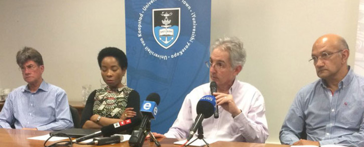 UCT vice chancellor Max Price (second from right) and his management team at a briefing on 2 November 2017. Picture: Graig-Lee Smith/EWN
