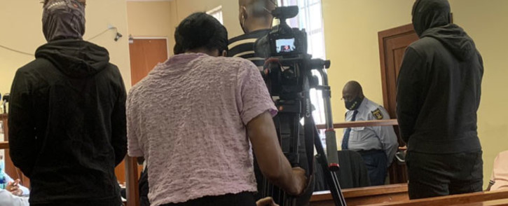 Onthatile Sebati (centre) and her two co-accused, Tumelo and Kagiso Mokone, appeared in the Brits Magistrates Court on 26 January 2022, where bail was set at R10,000 each for the trio. Masechaba Sefularo/Eyewitness News