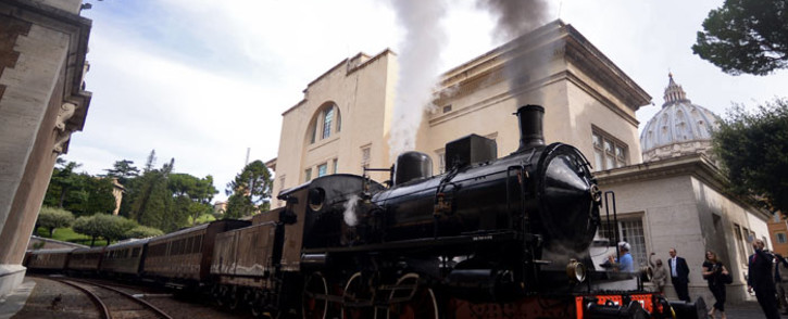 A steam locomotive readies to depart from the Vatican's train station to the pope's summer home of Castel Gandolfo on 11 September 2015 in Vatican City. Picture: AFP 