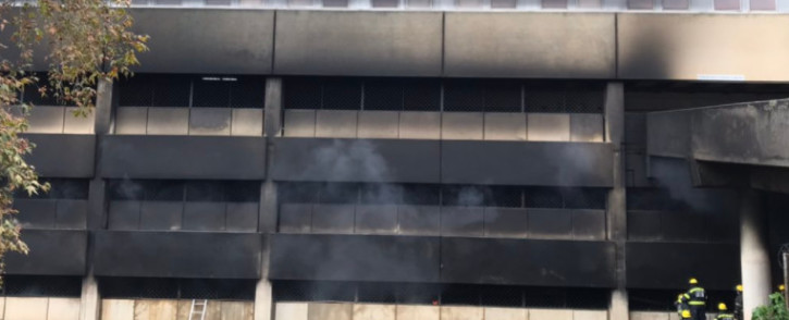 The third-floor parking at the Charlotte Maxeke Academic Hospital collapsed following a fire that began on Friday, 16 April 2021. Patients were moved and the hospital was closed for seven days. Picture: Twitter/@GautengProvince