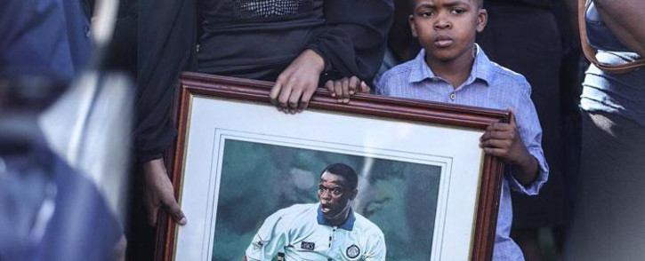 Family members attend the funeral of former Bafana Bafana forward Phil Masinga on 24 January 2019 at the Khumalo Stadium in Khuma, North West province. Picture: Abigail Javier/EWN