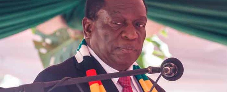 Zimbabwe President Emmerson Mnangagwa takes his oath of office in Harare on August 26, 2018 Picture: AFP.