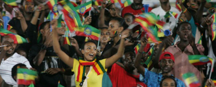 Ethiopia's national football team supporters wave flags. Picture: AFP