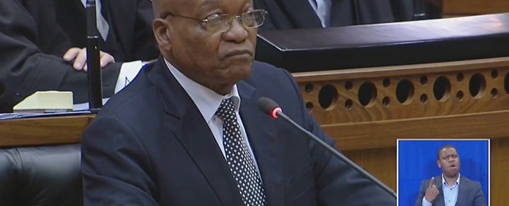 A screen grab of President Jacob Zuma in Parliament.