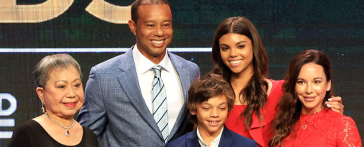 Golfer Tiger Woods (second from left) poses with his family during his induction into the World Golf Hall of Fame on 9 March 2022. Picture: @TigerWoods/Twitter