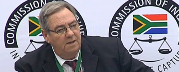 Retired Colonel Johannes van Loggerenberg at the state capture inquiry. Picture: YouTube screengrab.