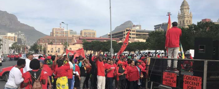 Cosatu members gathering outside the Castle of Good Hope in Cape Town for the May Day march. Picture: Monique Mortlock/EWN.