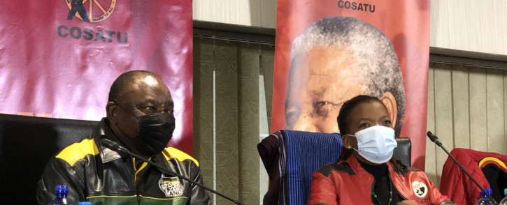 ANC President Cyril Ramaphosa delivered the ANC’s message of solidarity at Cosatu's May Day rally. Picture: @CyrilRamaphosa on Twitter. 