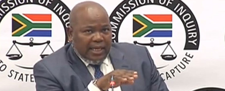 A screenshot shows Mxolisi Nxasana at the state capture inquiry on 2 September 2019.