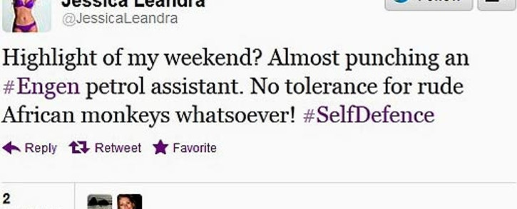 A controversial tweet by model Jessica Leandra.
