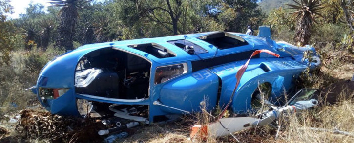 A person has been critically injured and another left with slight injuries- after the helicopter they were in crashed outside Polokwane. Picture: Limpopo Health Department.