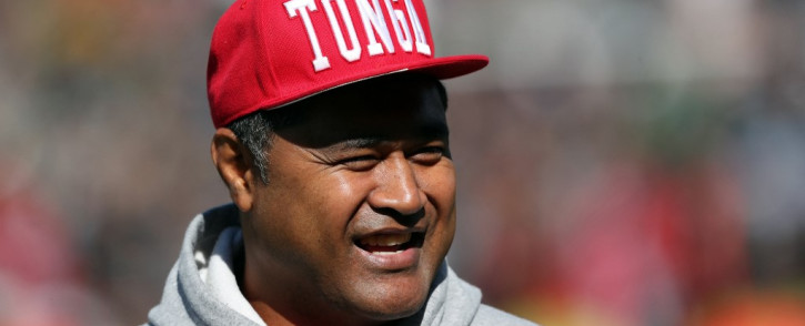 FILE: Tonga's coach Toutai Kefu attends a warm-up session ahead of a rugby union Test match against Tonga in Hamilton on 7 September 2019. Picture: AFP