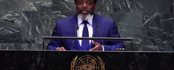 FILE: In this file photo taken on 25 September 2018 Democratic Republic of the Congo President Joseph Kabila Kabange speaks at the General Debate of the 73rd session of the General Assembly at the United Nations in New York. Picture: AFP























