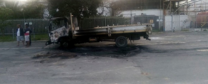 A truck was torched during a housing protest in Hout Bay on 17 September 2019. Picture: Supplied
