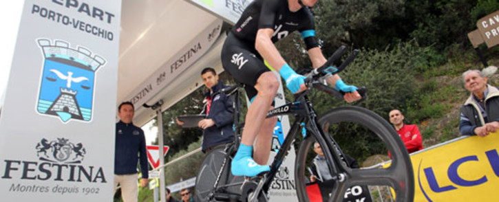 Sky team Kenyan-born British cyclist Chris Froome takes the start of the second stage of the 82th Criterium International cycling race in Porto Vecchio, Corsica, on 23 March 2013. Picture: AFP/PASCAL POCHARD-CASABIANCA