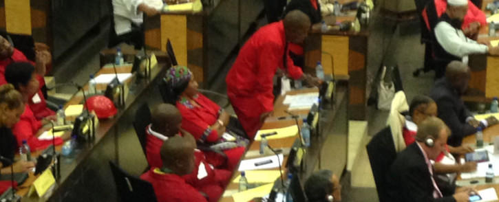The Economic Freedom Fighters (EFF) disrupted Gauteng Premier David Makhura’s State of the Province Address on 23 February 2015. Picture: Vumani Mkhize/EWN.