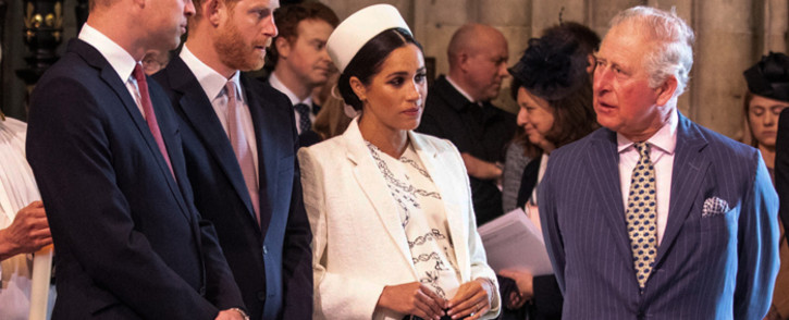 Britain's Meghan, Duchess of Sussex talks with Prince Charles, Prince of Wales (R), as Prince William, Duke of Cambridge (L), talks with Prince Harry, Duke of Sussex (2L), as they all attend the Commonwealth Day service at Westminster Abbey in London on 11 March 2019. Picture: Richard Pohle/POOL/AFP