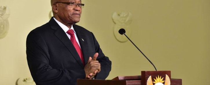 FILE: Jacob Zuma delivering an address on 14 February 2018 in which he announced his resignation as president of South Africa. Picture: GCIS