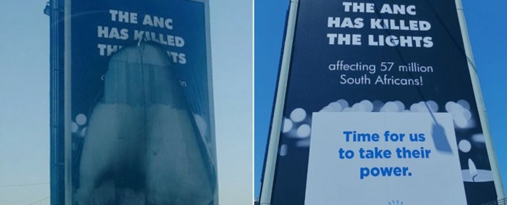 The DA's vandalised billboard. Picture: Our_DA/Twitter