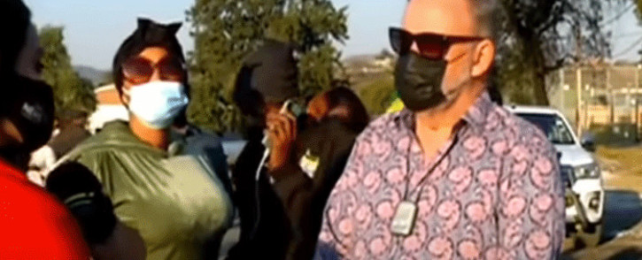 Suspended MKMVA spokesperson Carl Niehaus outside the Estcourt Correctional Centre in KwaZulu-Natal on 8 July 2021, shortly before he was arrested. Picture: YouTube screengrab/SABC.