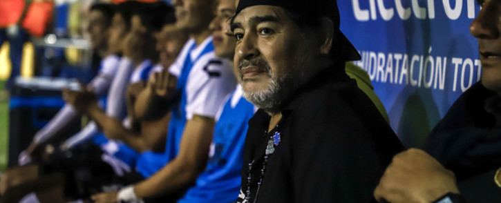 FILE: Argentine legend Diego Maradona, coach of Mexican second-division club Dorados, looks on during a football match against Venados de Merida, in Culiacan, Sinaloa State, Mexico, on 5 April 2019. Picture: AFP