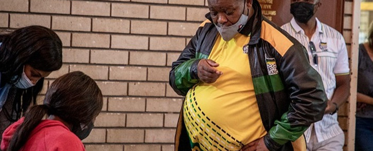 ANC National chairperson Gwede Mantashe casts his vote at Freeway Park primary school in Boksburg, Ekurhuleni. Images: Xanderleigh Dookey Makhaza/Eyewitness News.