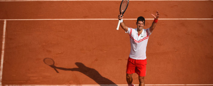Novak Djokovic celebrates a win at the French Open on 3 June 2021. Picture: @rolandgarros/Twitter