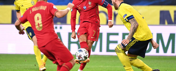 Cristiano Ronaldo scores for Portugal in their UEFA Nations League match against Sweden on 8 September 2020. Picture: @EURO2020/Twitter