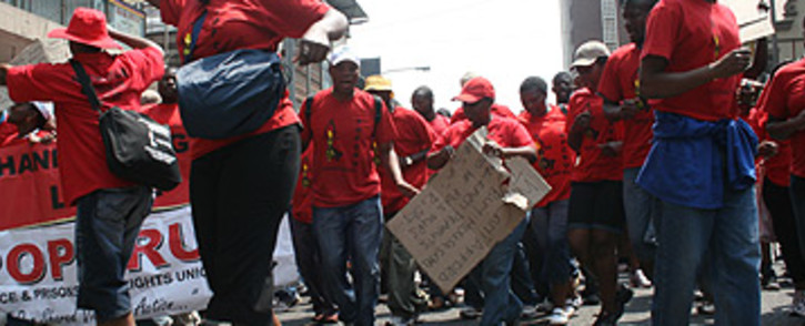 FILE: Members of Popcru march in Johannesburg CBD. Picture: EWN