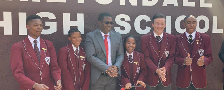 Gauteng Education MEC Panyaza Lesufi on 23 August 2019 officially renamed Hoërskool Hendrik Verwoerd to Rietondale Secondary School. Picture: @EducationGP/Twitter.