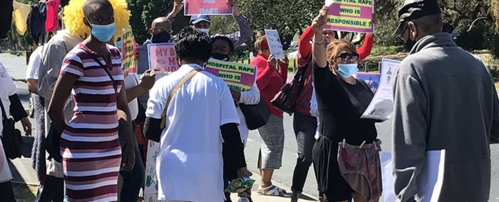 Demonstrators protest outside the Stellenbosch Hospital on 1 October 2021 after it emerged that a teenaged girl was raped in the psychiatric ward, allegedly by another patient. Picture: Kevin Brandt/Eyewitness News