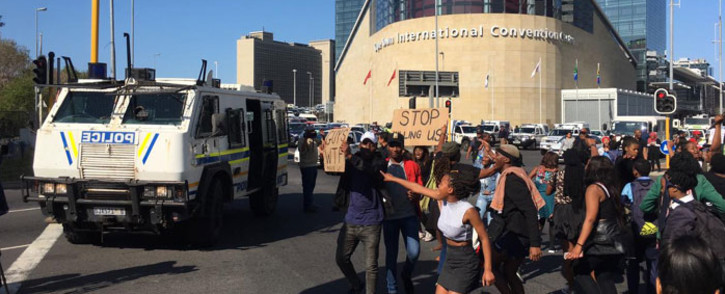 FILE: Protesters gathered outside the Cape Town International Convention Centre during a gender-based violence protest on 4 September 2019. Picture: EWN. 