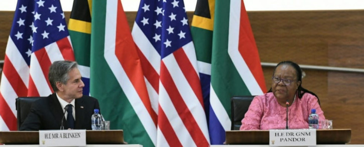International Relations Minister Naledi Pandor and in Pretoria alongside visiting US Secretary of State, Antony Blinken on Monday, 8 August 2022. Picture: @DIRCO_ZA/Twitter.
