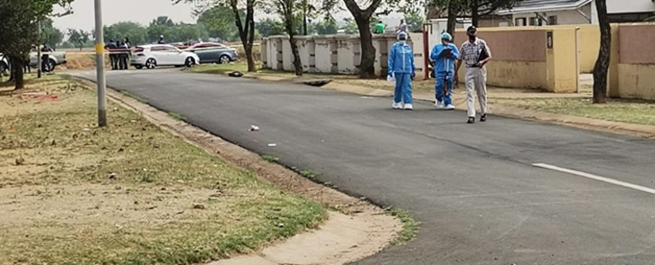 Police on the scene of a foiled cash-transit-heist in Dawn Park, Boksburg, on 23 September 2020. Picture: Twitter/@SAPoliceService