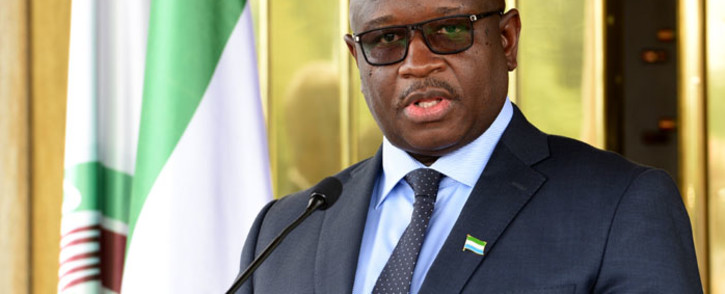 Sierra Leone president Julius Maada Bio attends a press conference after a meeting with Ivorian President on 4 May 2018 at the presidential palace in Abidjan. Picture: AFP