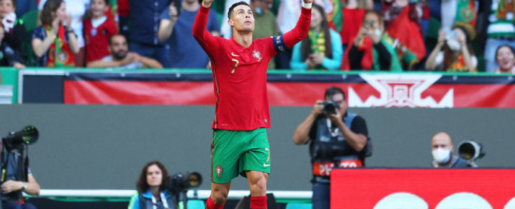 Cristiano Ronaldo of Portugal celebrates a goal during the Uefa Nations League match against Switzerland on 5 May 2022. Picture: @EURO2024/Twitter