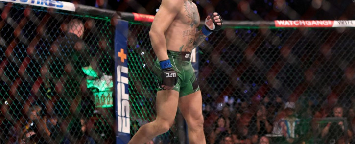Conor McGregor of Ireland walks in the octagon before his lightweight bought against Dustin Poirier during UFC 264: Poirier v McGregor 3 at T-Mobile Arena on July 10, 2021 in Las Vegas, Nevada. Picture: AFP.