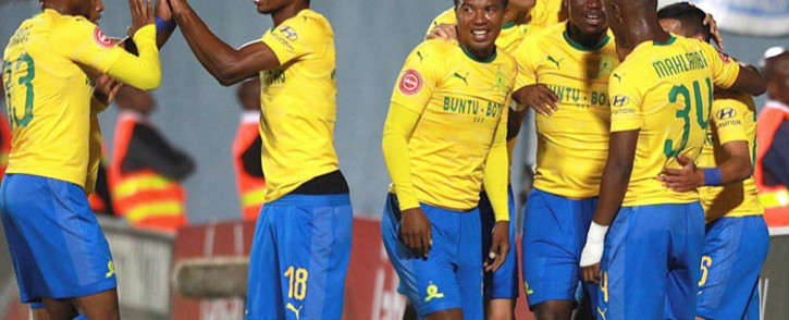 Mamelodi Sundowns players celebrate a goal. Picture: @Masandawana/Twitter