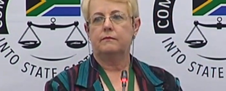 A YouTube screengrab of former Air Force employee Lieutenant-Colonel Christine Anderson gives evidence at the Zondo commission of inquiry into state capture on 14 January 2020.