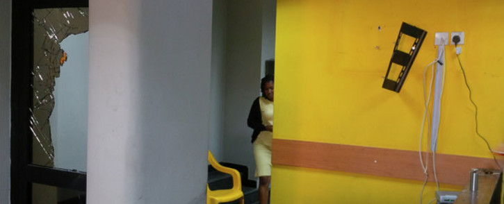 The MTN office in Abuja, Nigeria after being vandalised by protesters. Picture: @ubaniraymond/Twitter