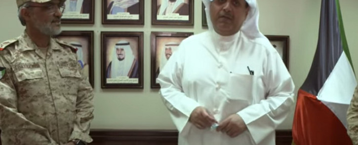 Kuwaiti Minister of Defense Sheikh Hamad Jaber Al-Ali Al-Sabah (R) on 12 October 2021 announced the decision to allow women to enlist in the military in combat roles. Picture: KuwaitArmy GHQ/YouTube Screengrab.