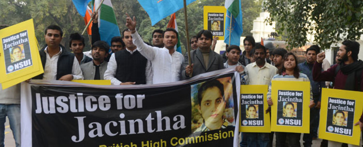 FILE: National Students Union of India activists shout slogans as they march to the British High Commission in support of Indian-born nurse Jacintha Saldanha, who was found dead after being hoaxed by an Australian radio show. Picture: AFP.