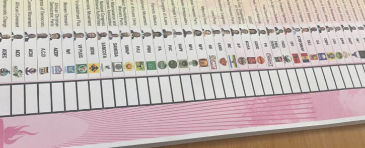 A general view of a ballot paper. Picture: Nthakoana Ngatane/EWN.