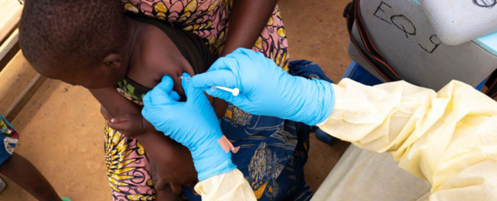 The Ebola vaccine being administered to a child in the Democratic Republic of Congo. Picture: Twitter/@WHOAFRO