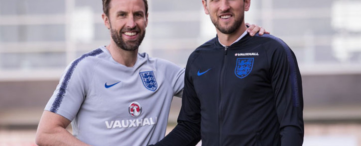 FILE: England manager Gareth Southgate (left) with England captain Harry Kane. Picture: @England/Twitter