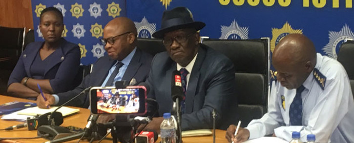 Police Minister Bheki Cele addresses a media briefing on festive season crime stats on 21 January 2020 in Durban. Picture: Nkosikhona Duma/EWN